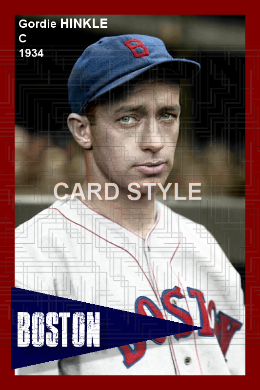 Gordie Hinkle - 1934 Boston Red Sox - choose a size & style