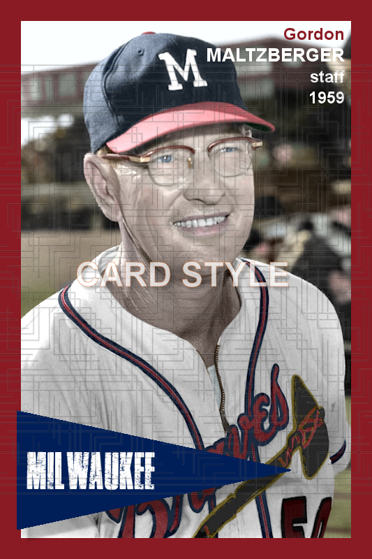 Gordon Maltzberger - 1959 Milwaukee Braves - choose a size & style