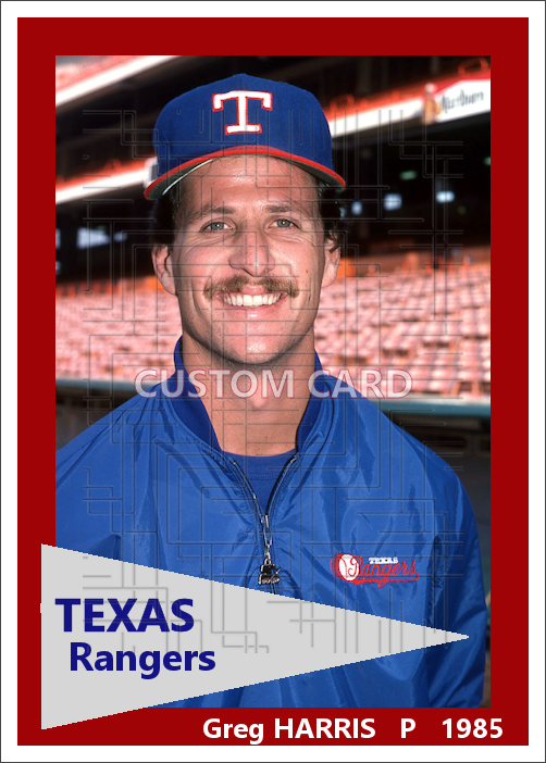Greg Harris - 1985 Texas Rangers - choose a size & style