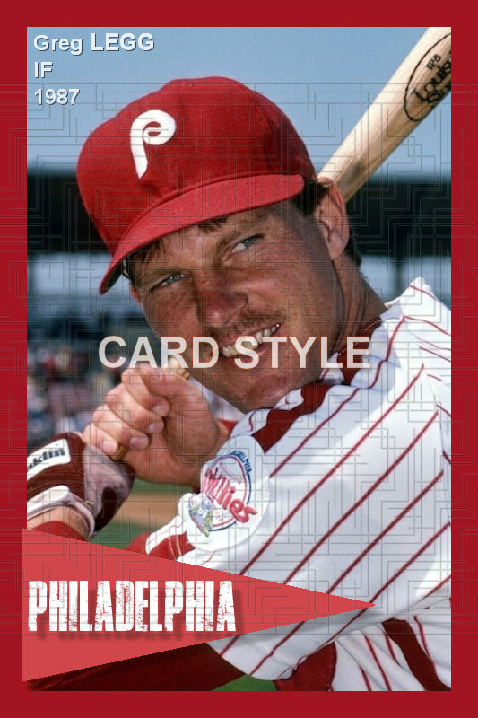 Greg Legg - 1987 Philadelphia Phillies - choose a size & style