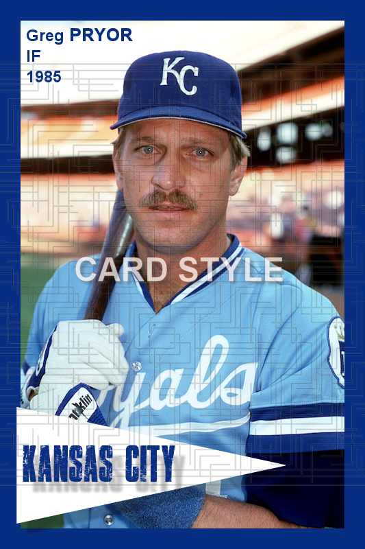 Greg Pryor - 1985 Kansas City Royals - choose a size & style