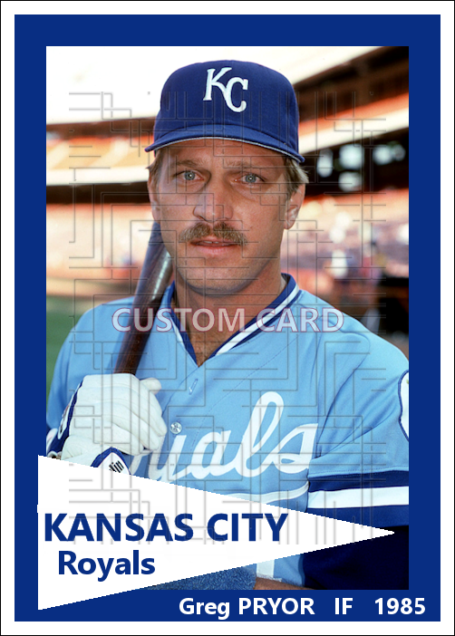 Greg Pryor - 1985 Kansas City Royals - choose a size & style