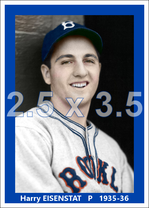 Harry Eisenstat - 1935-36 Brooklyn Dodgers - choose a size & style