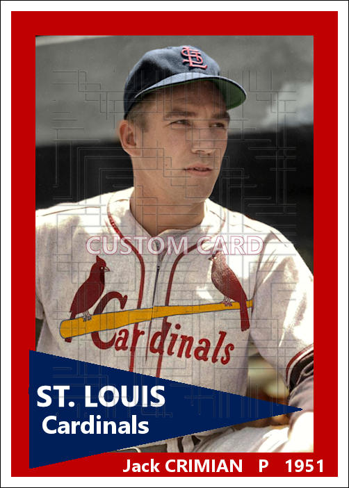 Jack Crimian - 1951 St. Louis Cardinals - choose a size & style