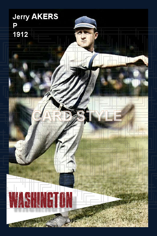 Jerry Akers - 1912 Washington Senators - choose a size & style
