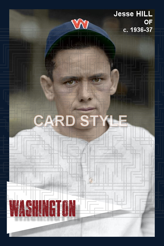 Jesse Hill - 1936-37 Washington Senators - choose a size & style