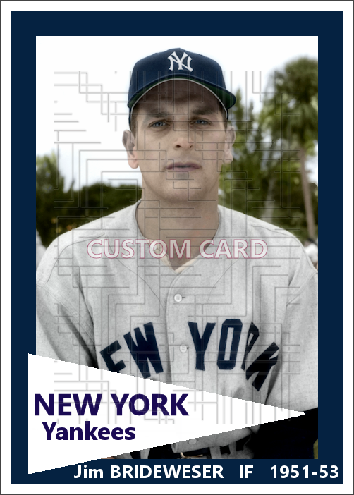 Jim Brideweser - 1951-53 New York Yankees - choose a size & style