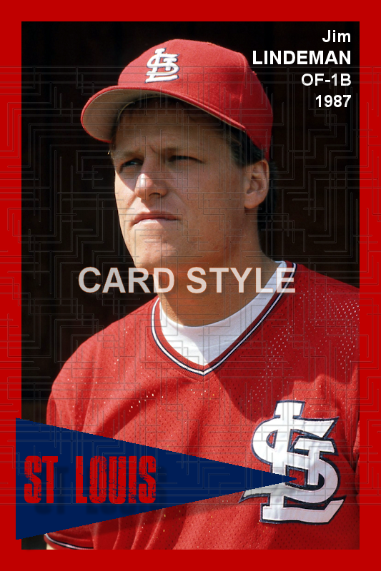 Jim Lindeman - 1987 St. Louis Cardinals - choose a size & style
