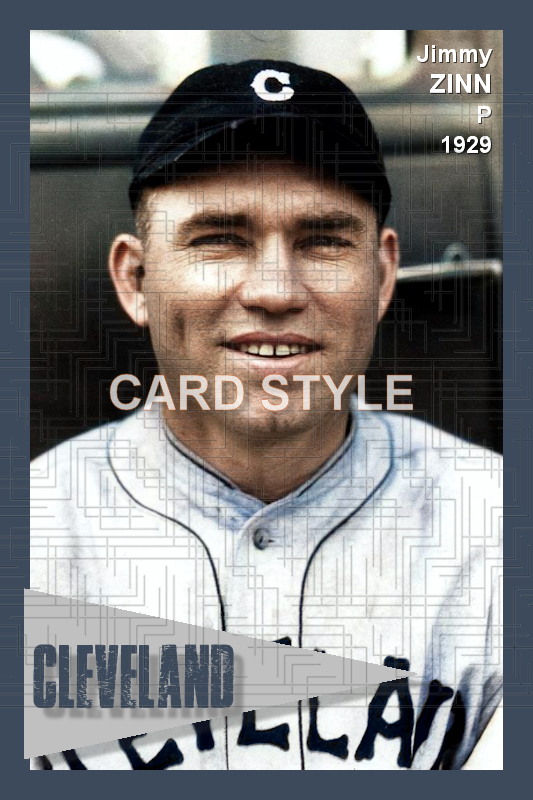 Jimmy Zinn - 1929 Cleveland Indians - choose a size & style