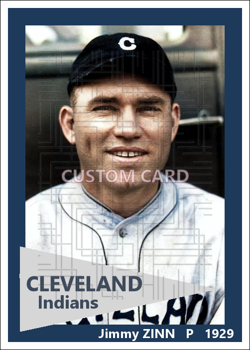 Jimmy Zinn - 1929 Cleveland Indians - choose a size & style