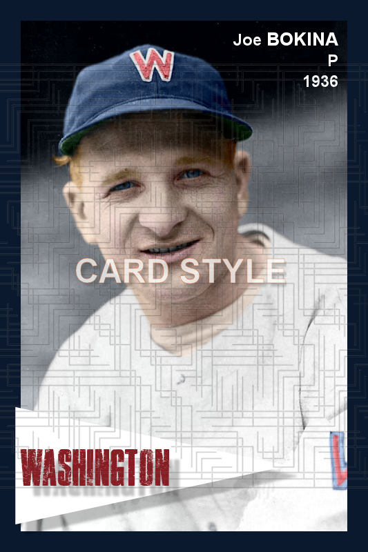 Joe Bokina - 1936 Washington Senators - choose a size & style