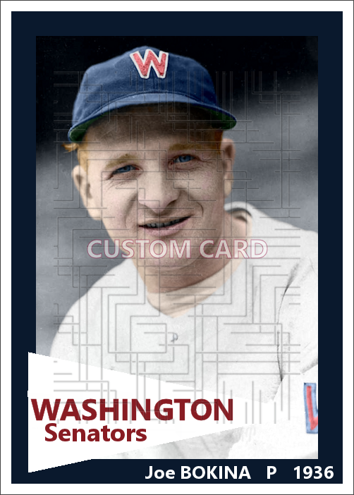 Joe Bokina - 1936 Washington Senators - choose a size & style