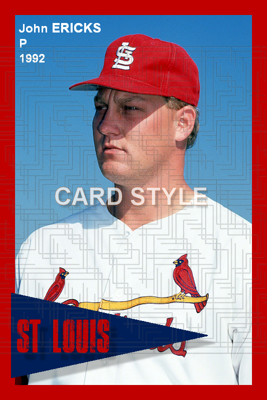 John Ericks - 1992 St. Louis Cardinals - choose a size & style