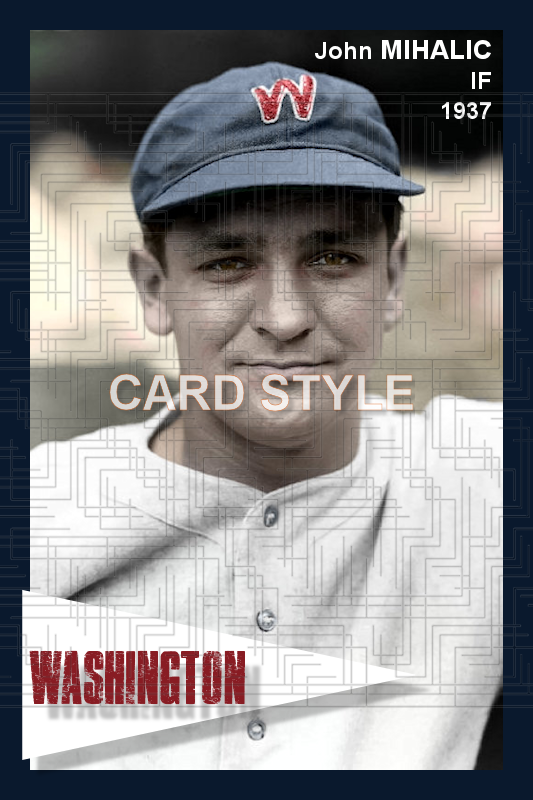 John Mihalic - 1937 Washington Senators - choose a size & style