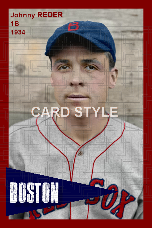 Johnny Reder - 1934 Boston Red Sox - choose a size & style