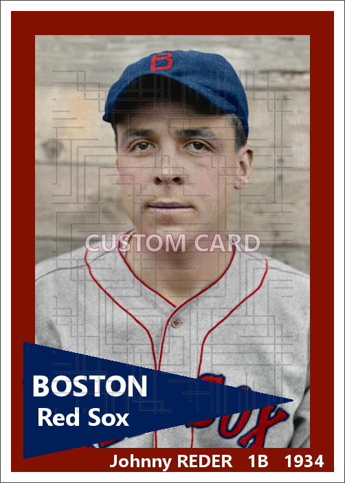 Johnny Reder - 1934 Boston Red Sox - choose a size & style