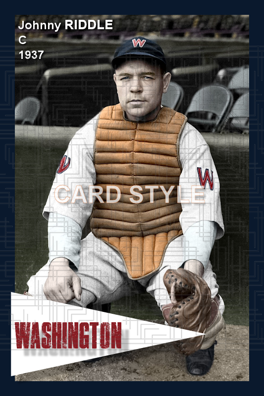 Johnny Riddle - 1937 Washington Senators - choose a size & style