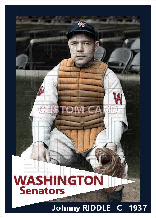 Johnny Riddle - 1937 Washington Senators - choose a size & style