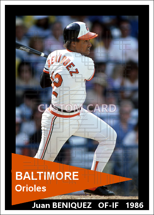Juan Beniquez - 1986 Baltimore Orioles - choose a size & style