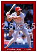 Juan Gonzalez - 1994 Texas Rangers - pose A - choose a size & style