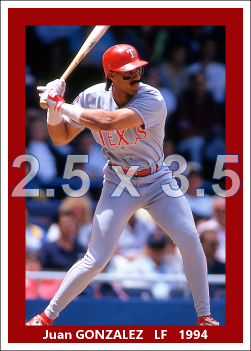 Juan Gonzalez - 1994 Texas Rangers - pose A - choose a size & style