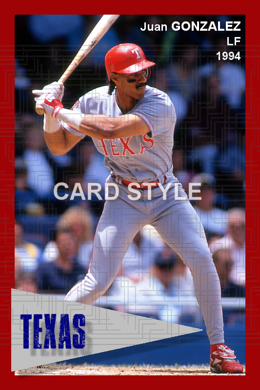 Juan Gonzalez - 1994 Texas Rangers - pose A - choose a size & style