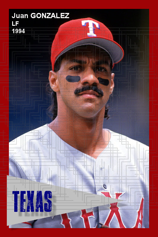 Juan Gonzalez - 1994 Texas Rangers - pose B - choose a size & style