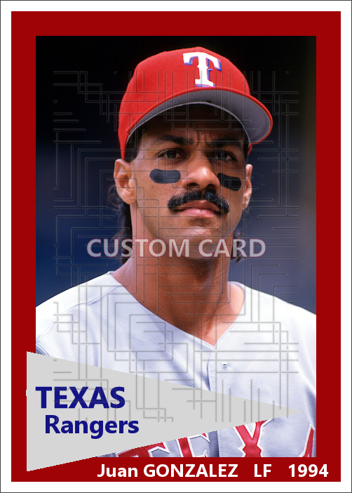 Juan Gonzalez - 1994 Texas Rangers - pose B - choose a size & style