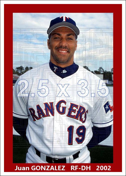 Juan Gonzalez - 2002 Texas Rangers - choose a size & style