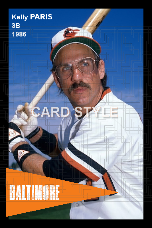 Kelly Paris - 1986 Baltimore Orioles - choose a size & style