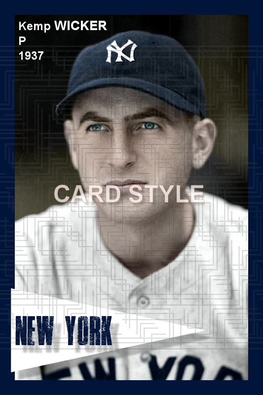 Kemp Wicker - 1937 New York Yankees - choose a size & style