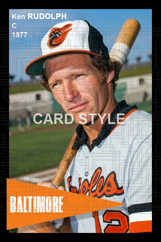Ken Rudolph - 1977 Baltimore Orioles - choose a size & style
