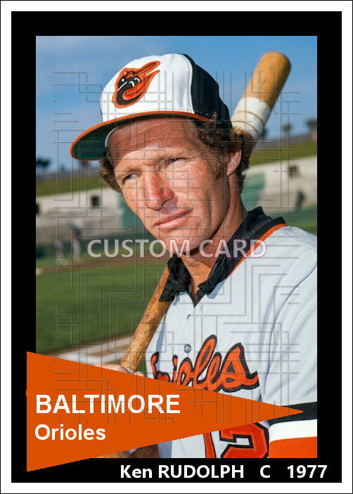 Ken Rudolph - 1977 Baltimore Orioles - choose a size & style