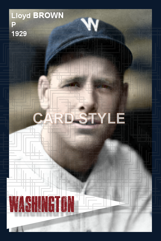 Lloyd Brown - 1929 Washington Senators - choose a size & style