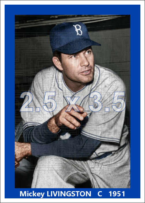 Mickey Livingston - 1951 Brooklyn Dodgers - choose a size & style