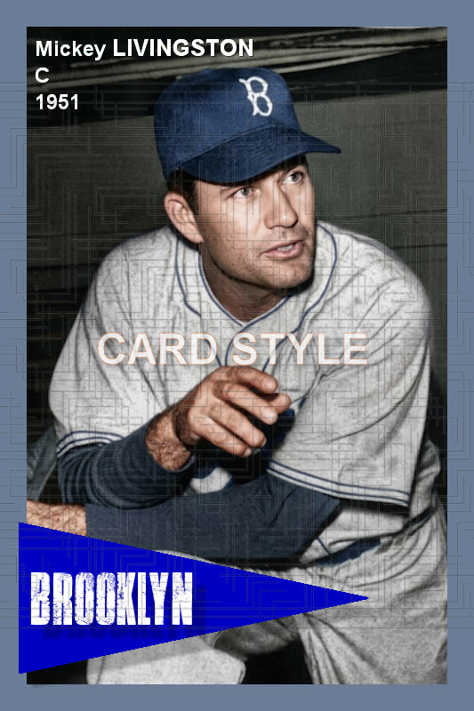 Mickey Livingston - 1951 Brooklyn Dodgers - choose a size & style