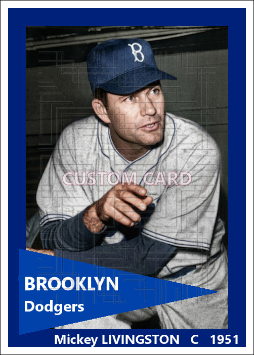 Mickey Livingston - 1951 Brooklyn Dodgers - choose a size & style