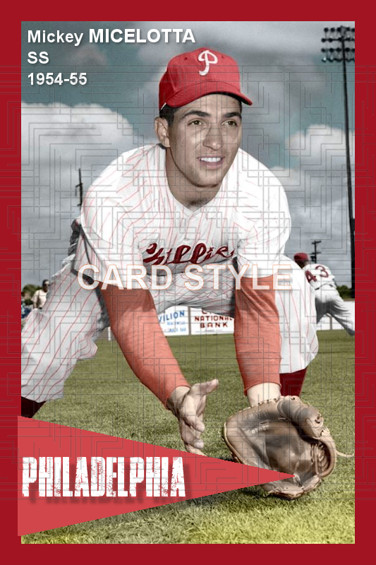Mickey Micelotta - 1954-55 Philadelphia Phillies - choose a size & style