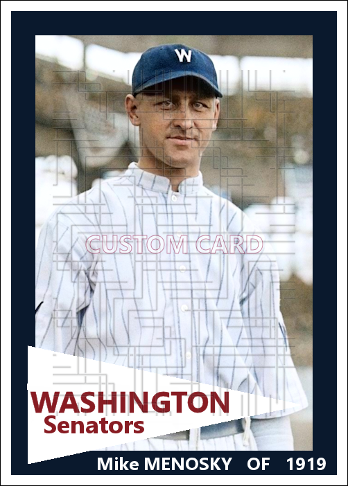 Mike Menosky - 1919 Washington Senators - choose a size & style