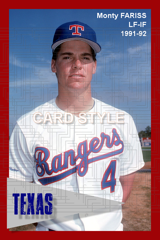 Monty Fariss - 1991-92 Texas Rangers - choose a size & style