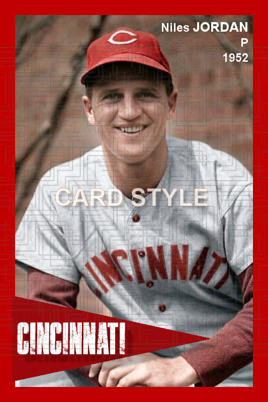 Niles Jordan - 1952 Cincinnati Reds - choose a size & style