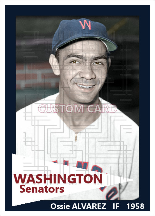 Ossie Alvarez - 1958 Washington Senators - choose a size & style