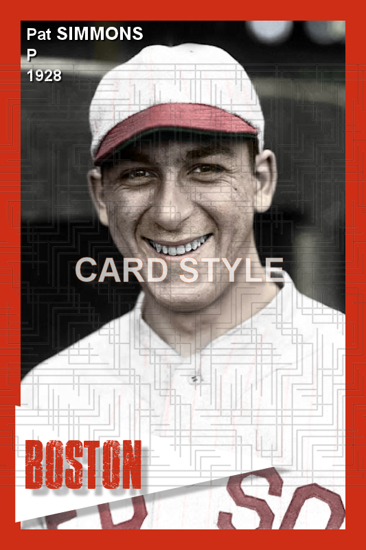 Pat Simmons - 1928 Boston Red Sox - choose a size & style