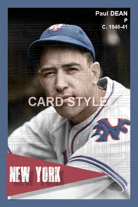 Paul Dean - 1940-41 New York Giants - choose a size & style