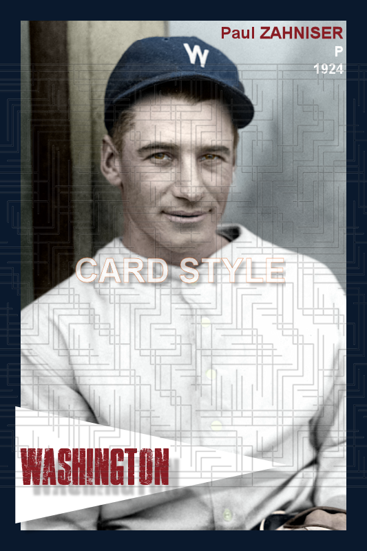 Paul Zahniser - 1924 Washington Senators - choose a size & style