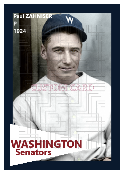 Paul Zahniser - 1924 Washington Senators - choose a size & style