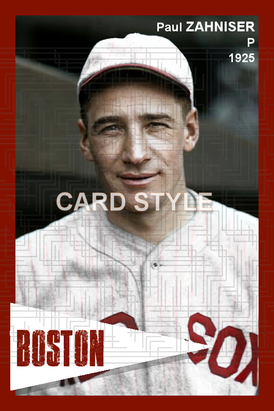 Paul Zahniser - 1925 Boston Red Sox - choose a size & style