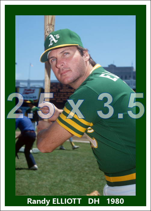 Randy Elliott - 1980 Oakland Athletics - choose a size & style