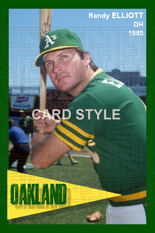 Randy Elliott - 1980 Oakland Athletics - choose a size & style