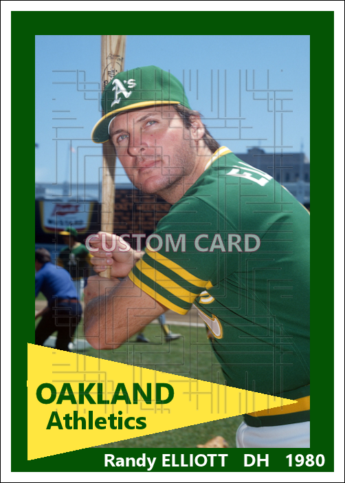 Randy Elliott - 1980 Oakland Athletics - choose a size & style